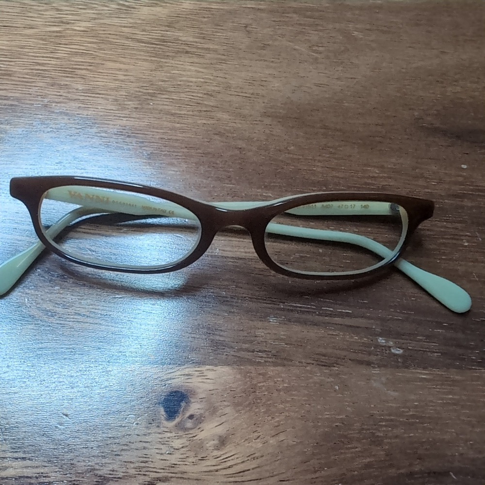 Vanni Occhiali V1511 Brown Mint Green Eyeglass Frames Only Italy 47-17-140
